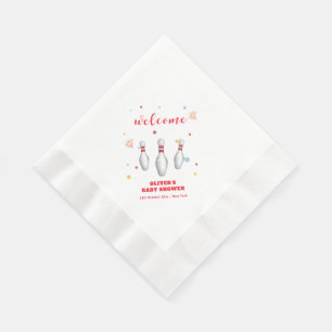 Colorful Strike Up Bowling Baby Shower Welcome Napkin