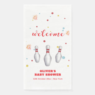 Colorful Strike Up Bowling Welcome Baby Shower Napkin