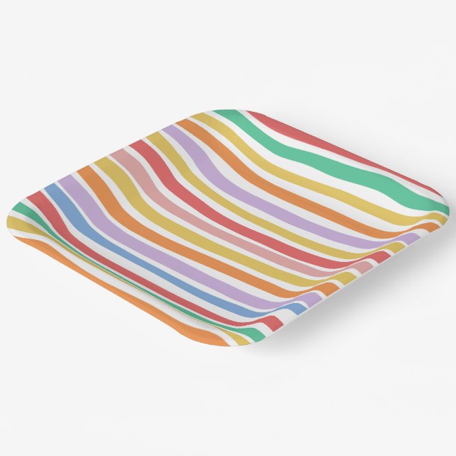 Colorful Stripe Plate For Party (Angled)