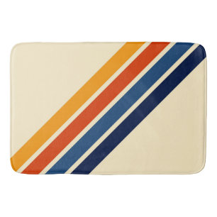 Colorful Striped 70s 80s Retro Racing Stripes Bath Mat