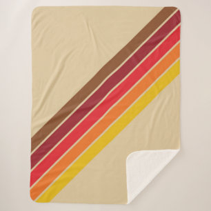 Colorful Striped 70s 80s Retro Racing Stripes Sherpa Blanket