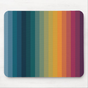 Colorful Striped 70s 80s Retro Rainbow Stripes Mouse Mat