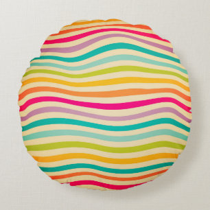 Colorful Striped Seamless Pattern. illustration. b Round Cushion