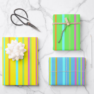 Colorful Stripes Cust. BG Wrapping Paper Sheets