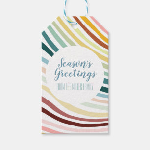 Colorful Stripes Minimalist CUSTOM Holiday Rainbow Gift Tags