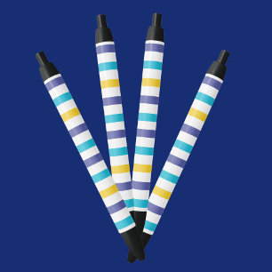 Colorful Stripes Pattern Back To School Black Ink Pen