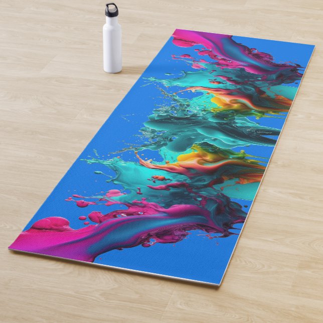 Colorful Stylish Paint Splatter Yoga Mat (In Situ)