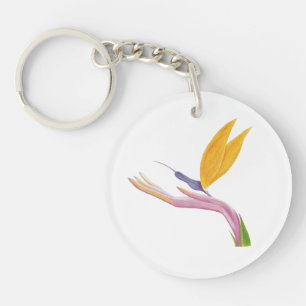 Colorful Stylized Bird of Paradise Key Ring