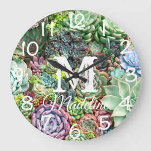 Colorful Succulent Garden Large Clock