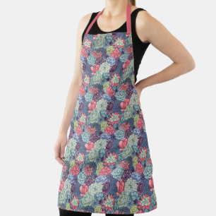 Colorful Succulent Pattern Apron