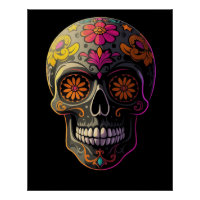 Colorful Sugar Skull Floral Art 