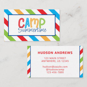 Colorful Summer Camp Personalized Contact Cards