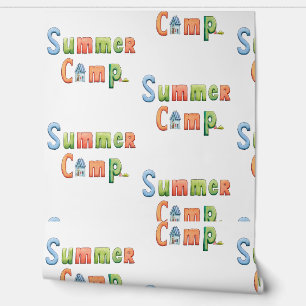 Colorful Summer Camp Text for Outdoor Adventure Wallpaper