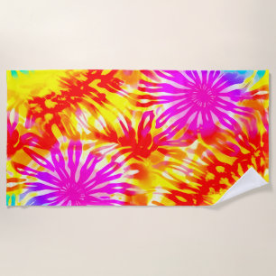 COLORFUL SUMMER DESIGN TIE-DYE  BEACH TOWEL