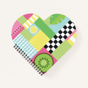 Colorful summer fruit pink green yellow mosaic notebook