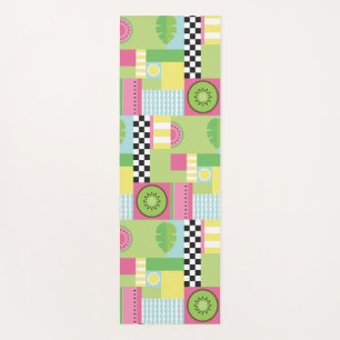Colorful summer fruit pink green yellow mosaic yoga mat