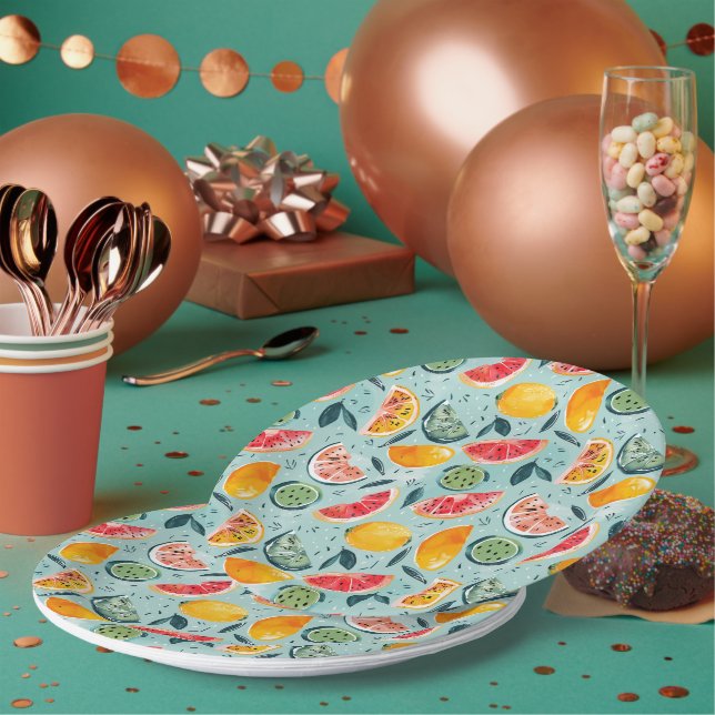 Colorful Summer Fruits Paper Plate (Multi)