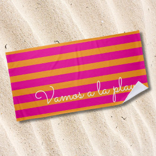 Colorful Summer Pink Orange Text  Beach Towel
