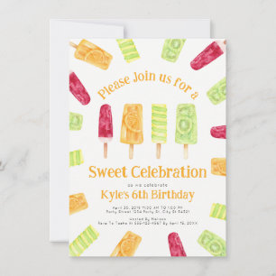 Colorful Summer Popsicle Party Invitations