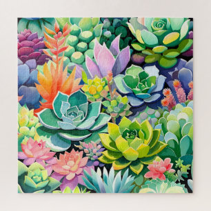 Colorful Summer Succulent Botanical Garden Jigsaw Puzzle