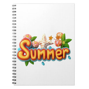 Colorful Summer Text with Beach Elements Notebook