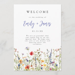 Colorful Summer Wildflower Wedding Program Programme
