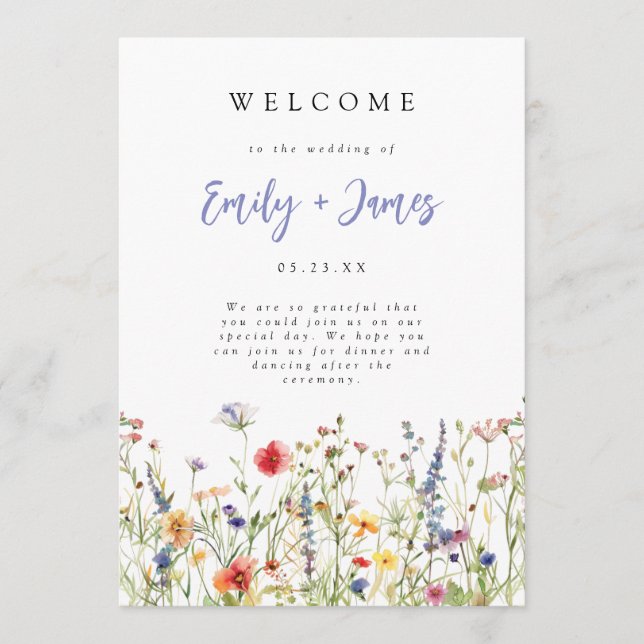 Colorful Summer Wildflower Wedding Program Programme (Front)