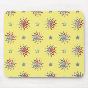Colorful sun and stars design mouse mat