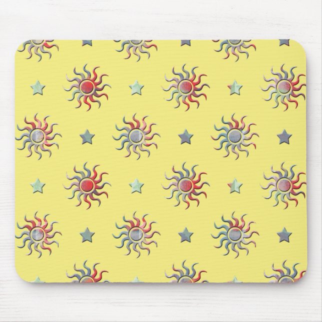 Colorful sun and stars design mouse mat (Front)