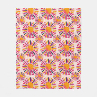 Colorful Sun - Watercolor Style Fleece Blanket