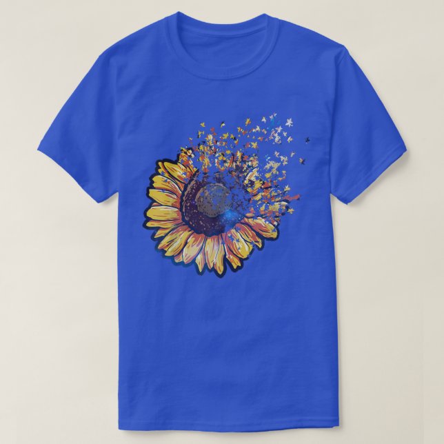 Colorful Sunflower Petals Blowing Sunflower T-Shir T-Shirt (Design Front)
