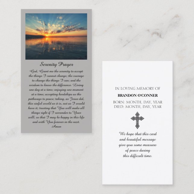 Colorful Sunset Purple Oange Yellow Blue Sympathy  Business Card (Front/Back)