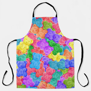 Colorful sweet jelly bears, gummy candies. Seamles Apron