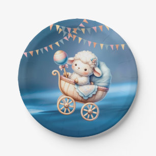 Colorful Sweet Little Lamp Baby Shower Party Paper Plate