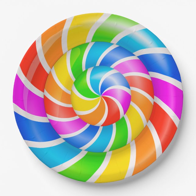 Colorful sweet lollipop Paper Plates (Front)