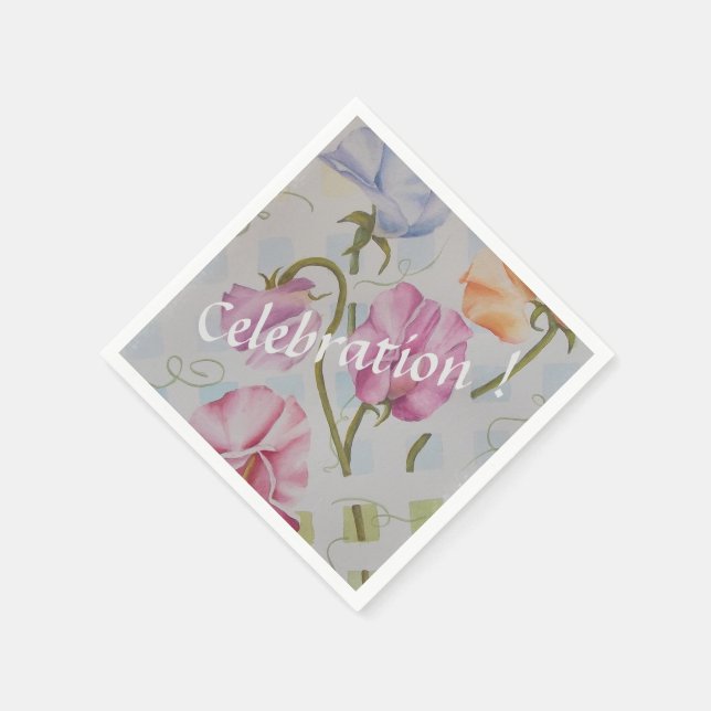 COLORFUL SWEET PEAS NAPKIN (Corner)