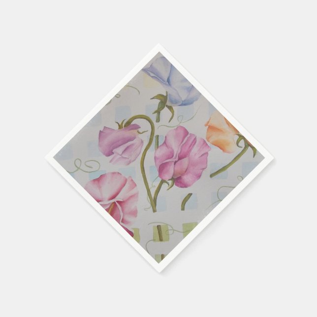 COLORFUL SWEET PEAS PAPER NAPKINS (Corner)
