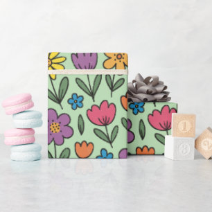 Colorful Sweet Spring Flowers Wrapping Paper Roll