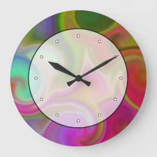 Colorful Swirl Abstract. Large Clock