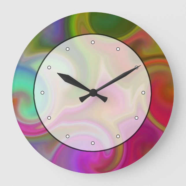 Colorful Swirl Abstract. Large Clock (Front)
