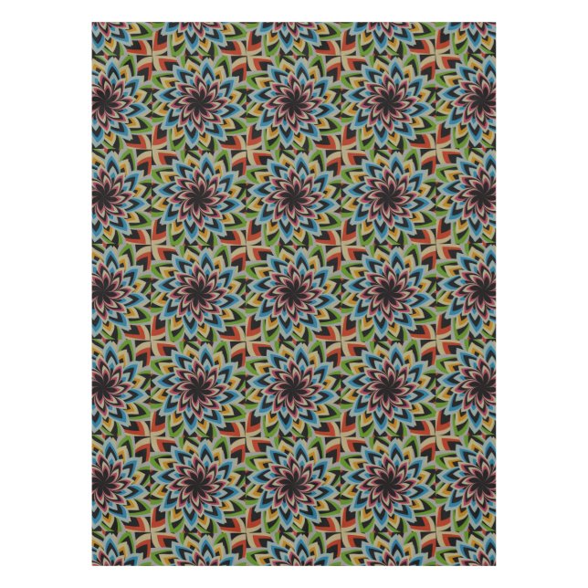 COLORFUL SWIRL FLOWER PATTERN TABLECLOTH (Front)
