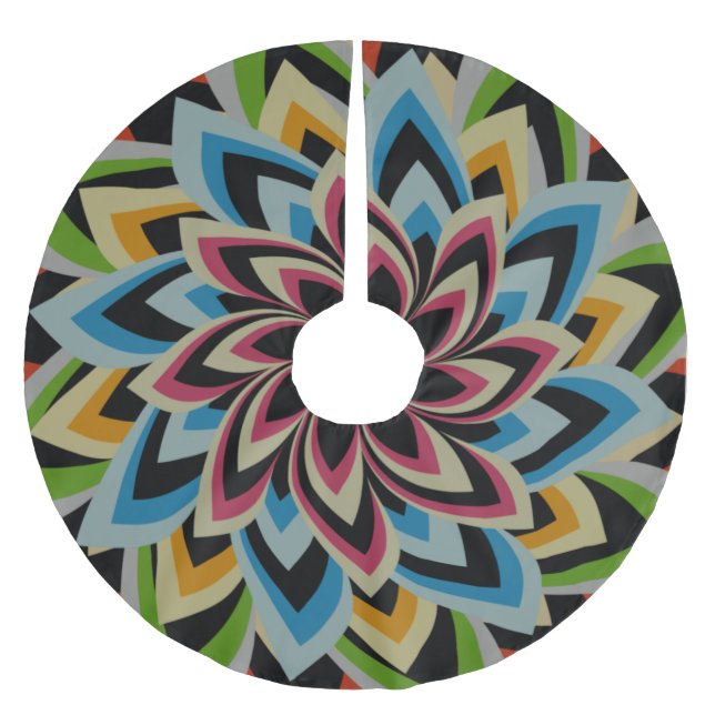 COLORFUL SWIRL FLOWERS   BRUSHED POLYESTER TREE SKIRT (Front)