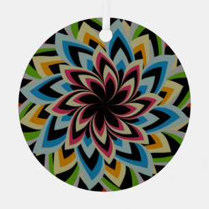 COLORFUL SWIRL FLOWERS CERAMIC ORNAMENT