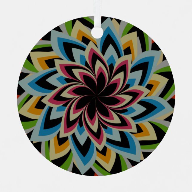 COLORFUL SWIRL FLOWERS   CERAMIC ORNAMENT (Front)
