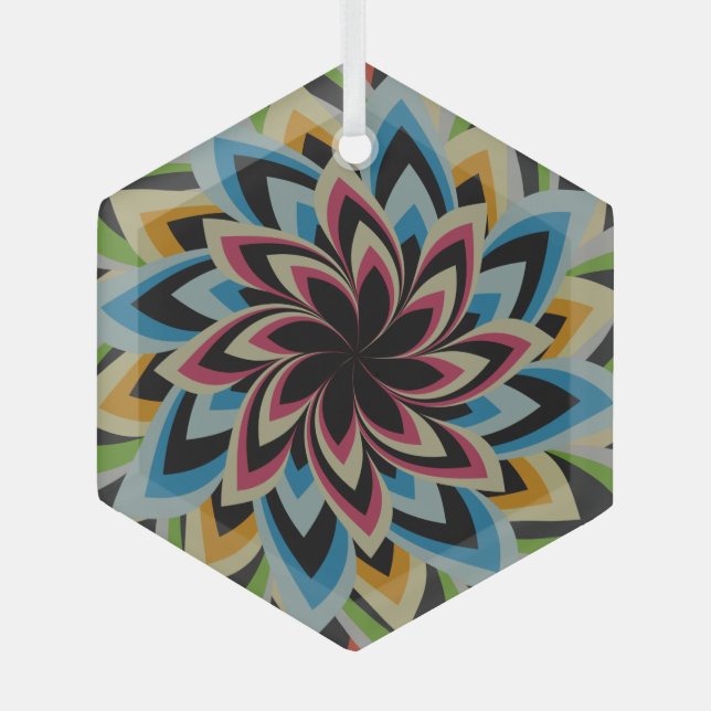 COLORFUL SWIRL FLOWERS   CERAMIC ORNAMENT (Front)