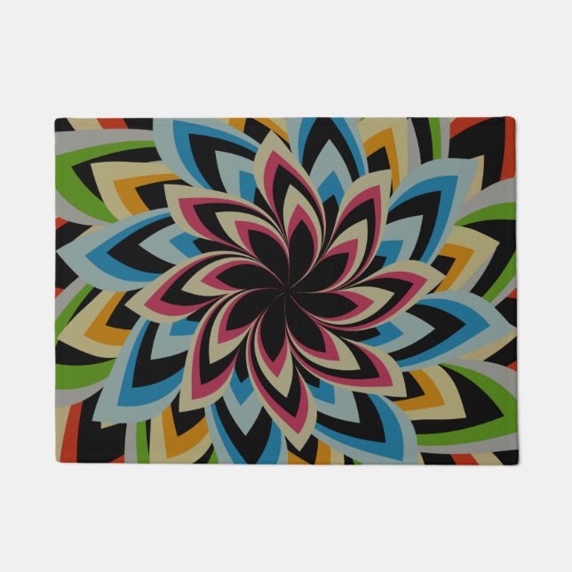 COLORFUL SWIRL FLOWERS   DOORMAT (Front)