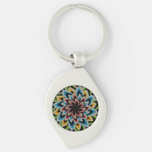 COLORFUL SWIRL FLOWERS  KEY RING