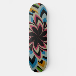 COLORFUL SWIRL FLOWERS   SKATEBOARD