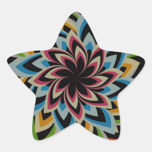 COLORFUL SWIRL FLOWERS STAR STICKER
