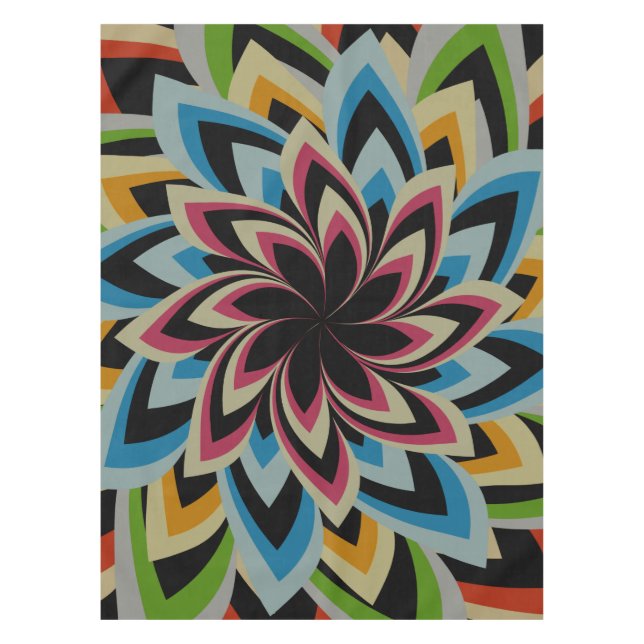 COLORFUL SWIRL FLOWERS   TABLECLOTH (Front)